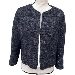 Lafayette 148 New York Alpaca Blend Purple Black cropped jacket Size 4